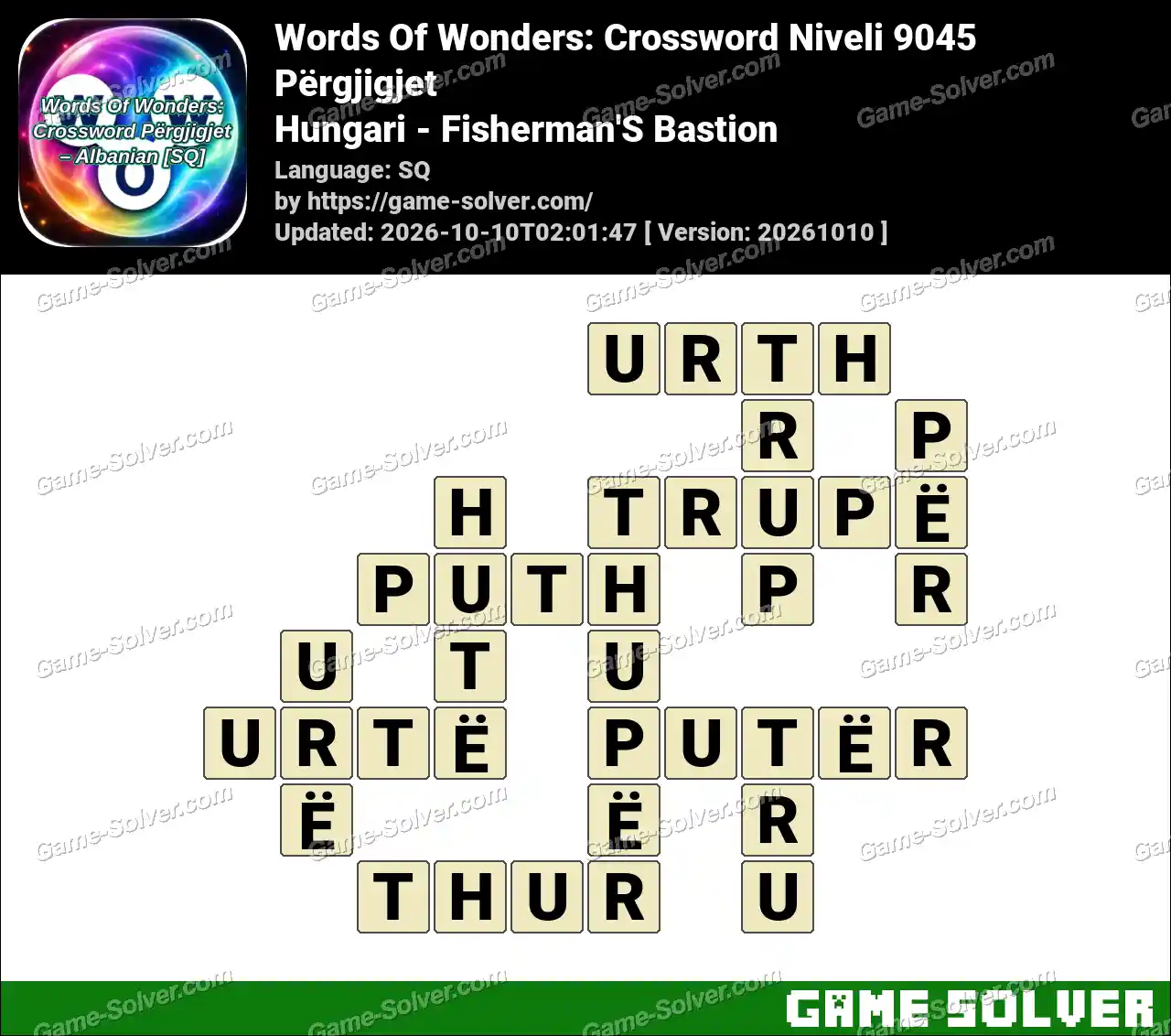 Words Of Wonders: Crossword Niveli 9045 Përgjigjet – Hungari – Fisherman’S Bastion